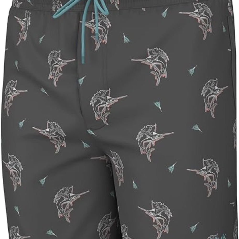 Huk Charcoal Marlin Pattern Board Shorts